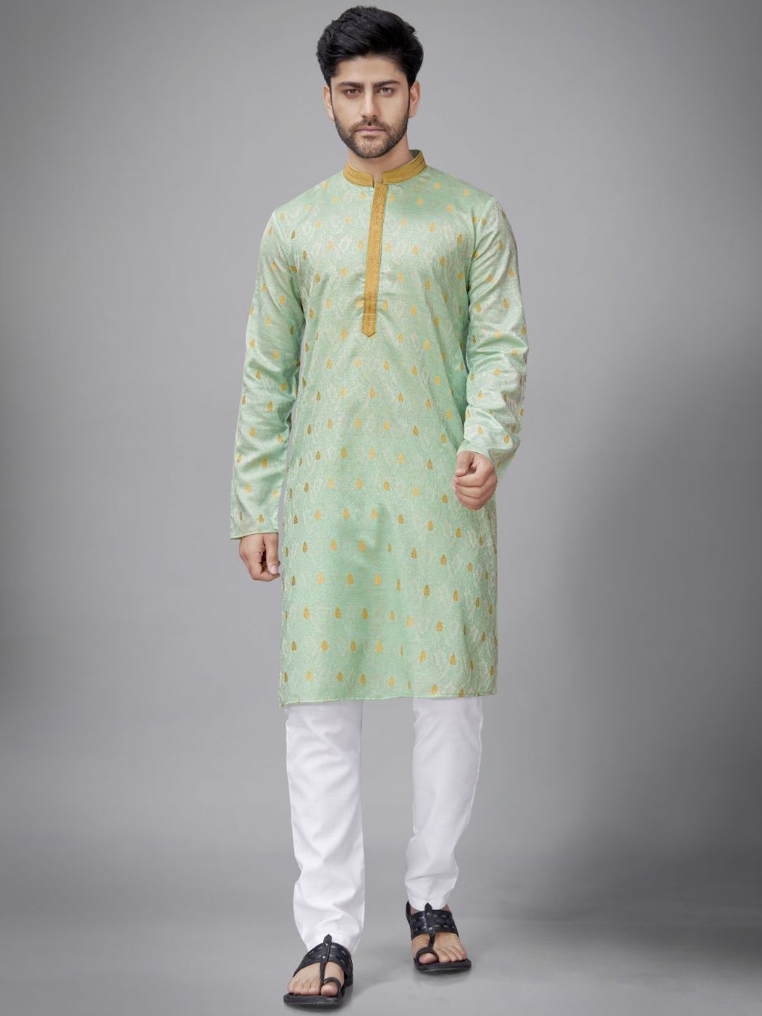 Men Woven Design Kurta with Trousers