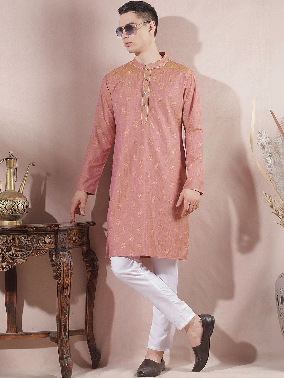 Men Floral Regular Kurta with Pyjamas