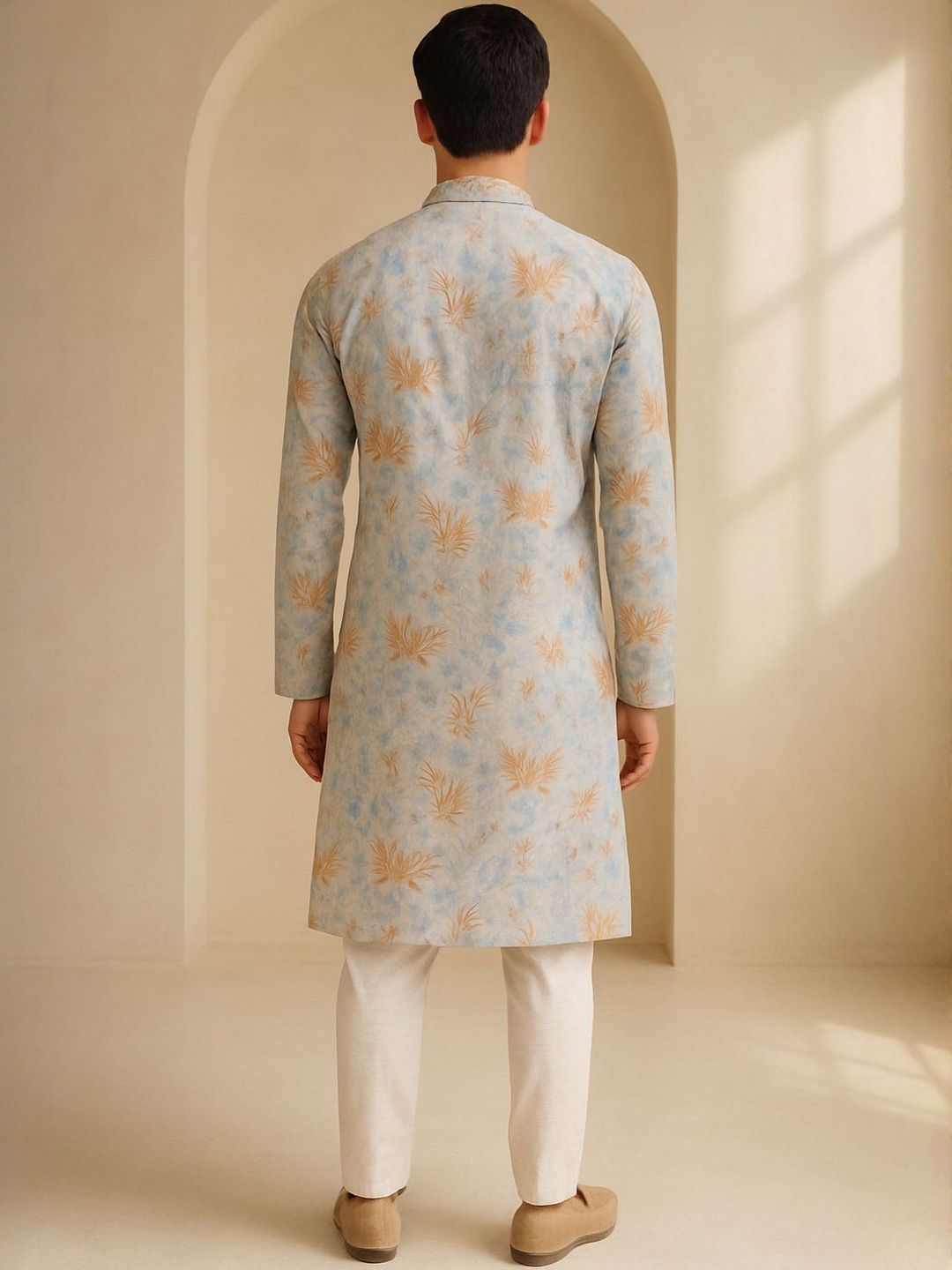 Men Multi Color Self Design Regular Fit Full Sleeve Kurta Set
