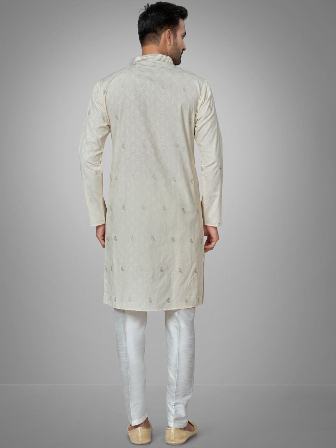 Men Self Design Kurta with Trousers
