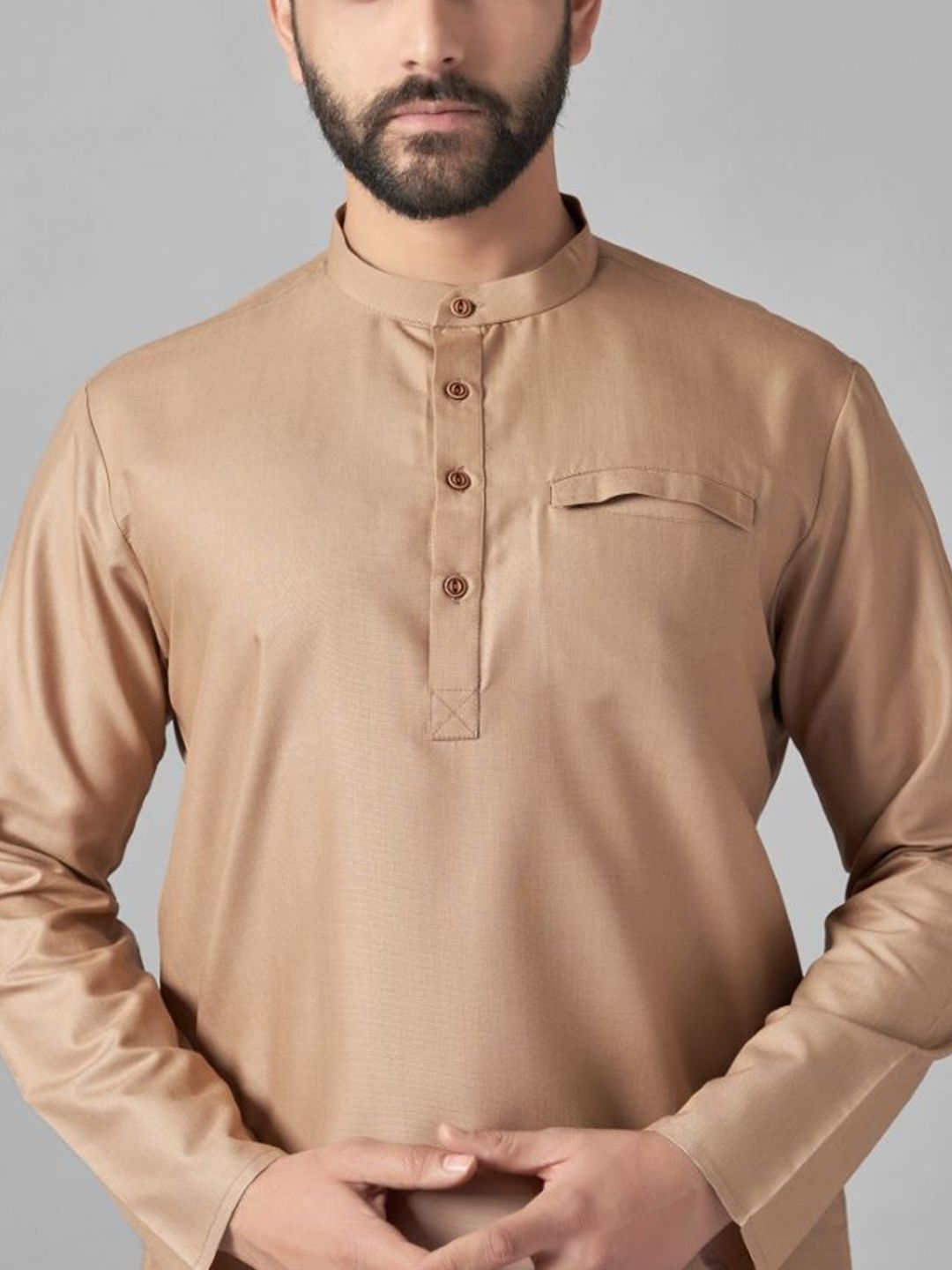Men Band Collar Cotton Kurta