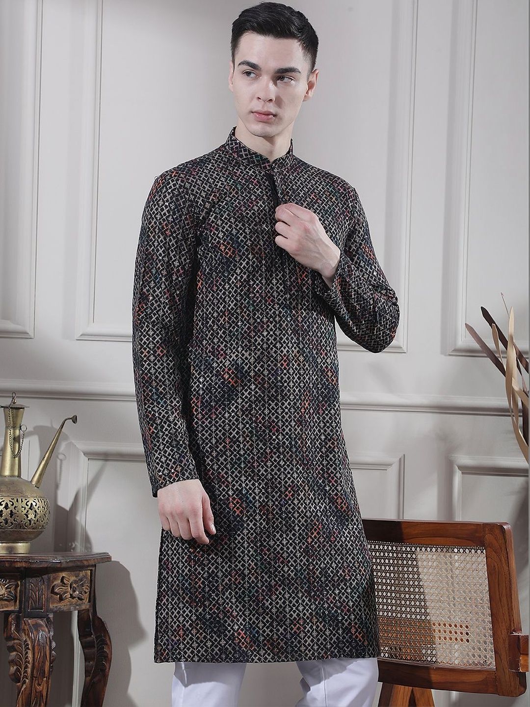Men Geometric Printed Kurta