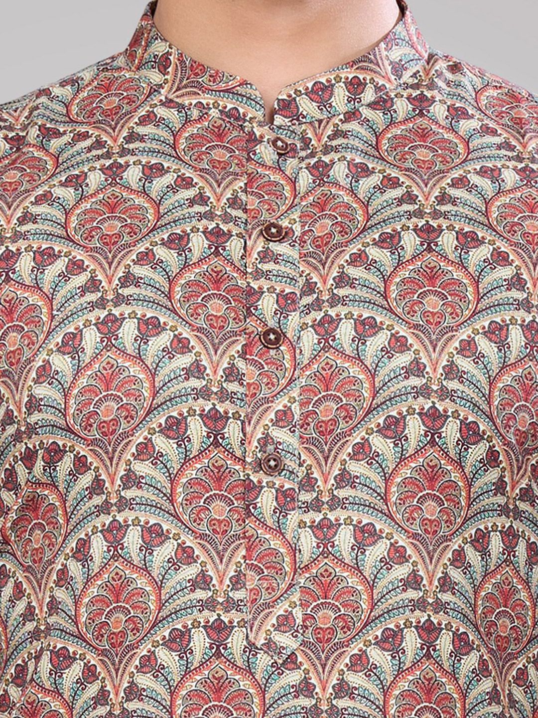 Men Floral Printed Thread Work Kurta