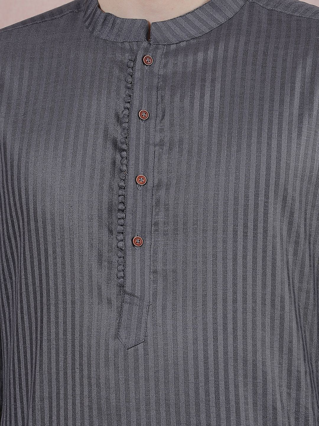 Men Striped Regular Kurta with Trousers