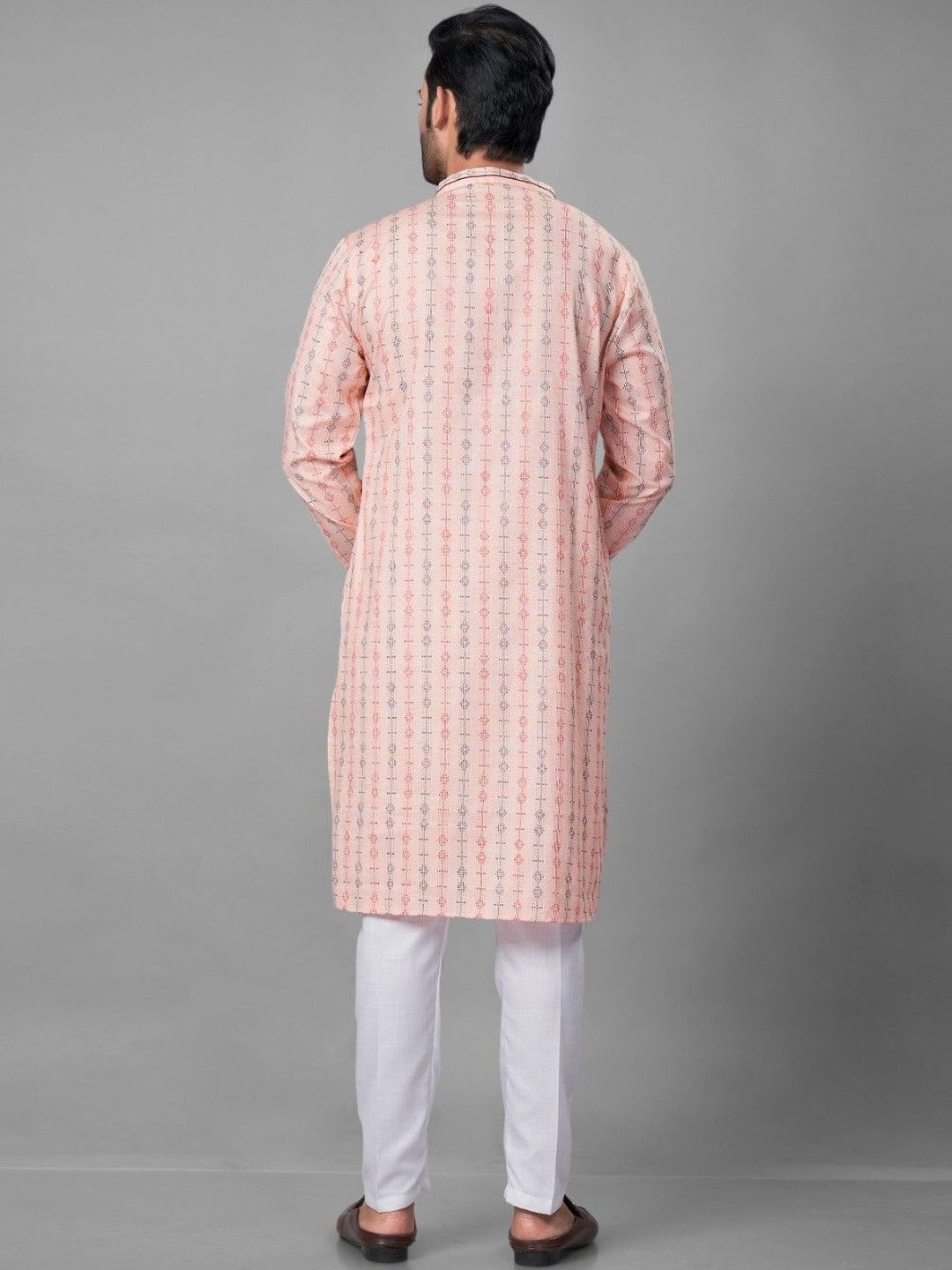 Men Geometric Khadi Kurta