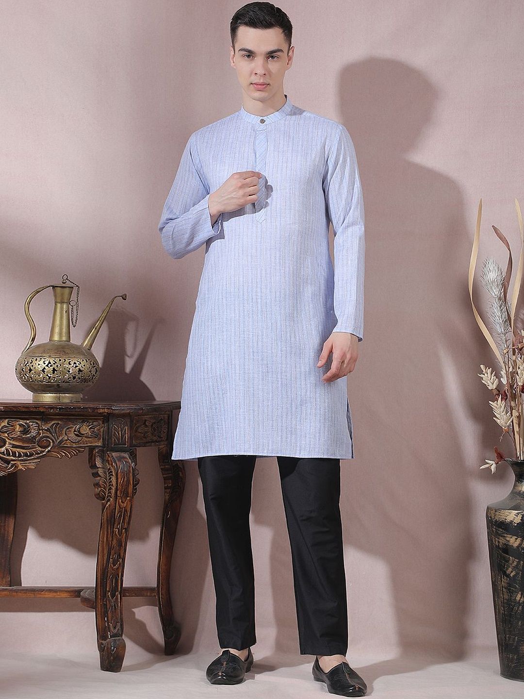 Men Striped Regular Kurta with Pyjamas