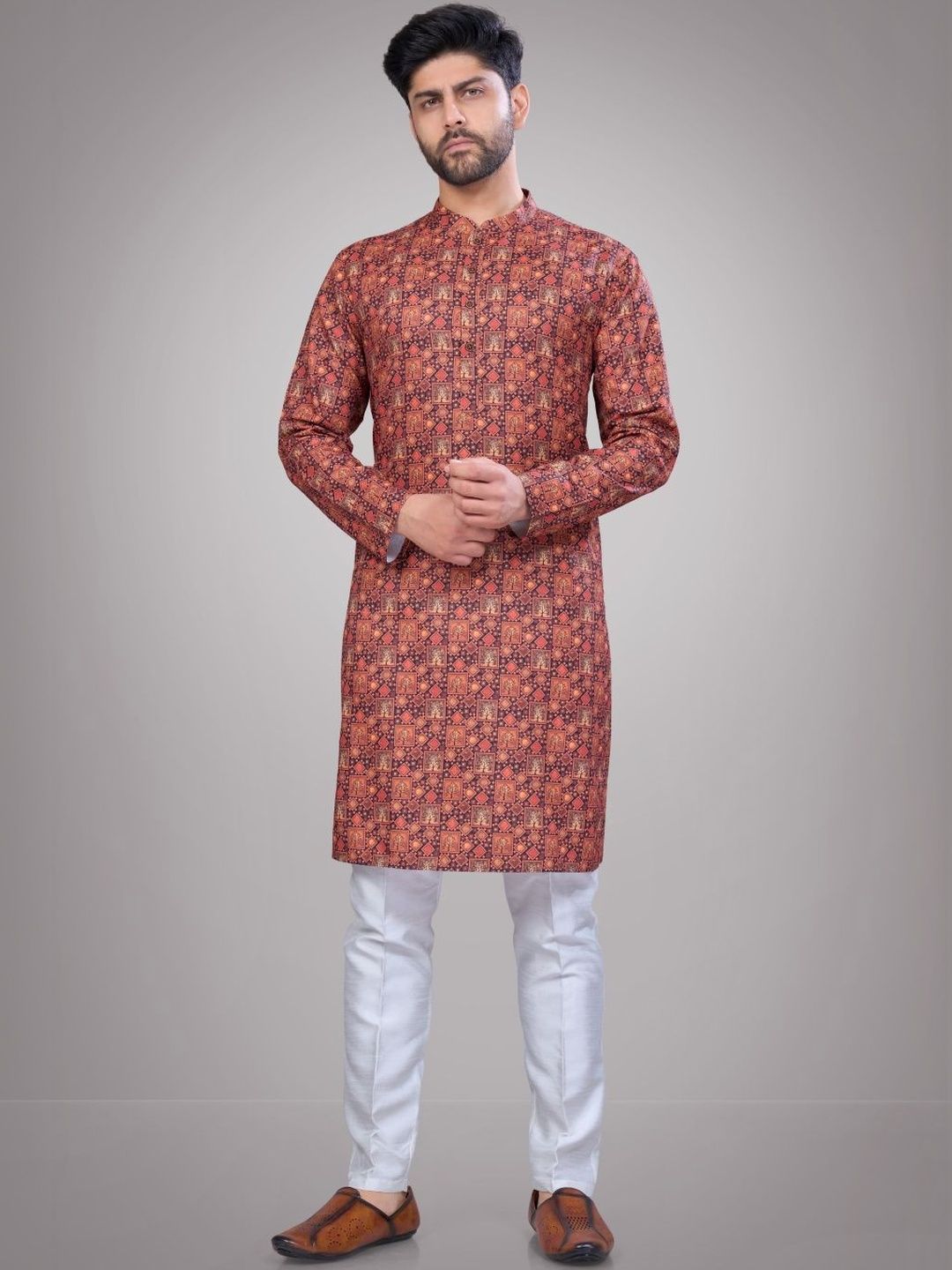 Men Printed Regular Pure Cotton Kurta with Trousers