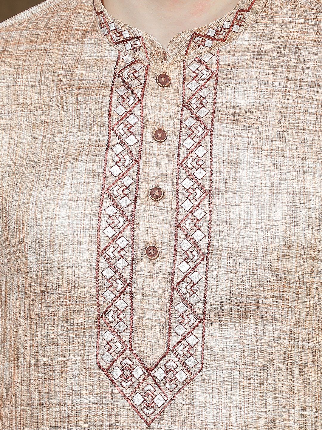 Men Regular Thread Work Kurta with Pyjamas