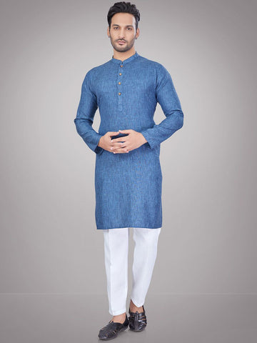 Men Self Design Straight Kurta & Pyjamas