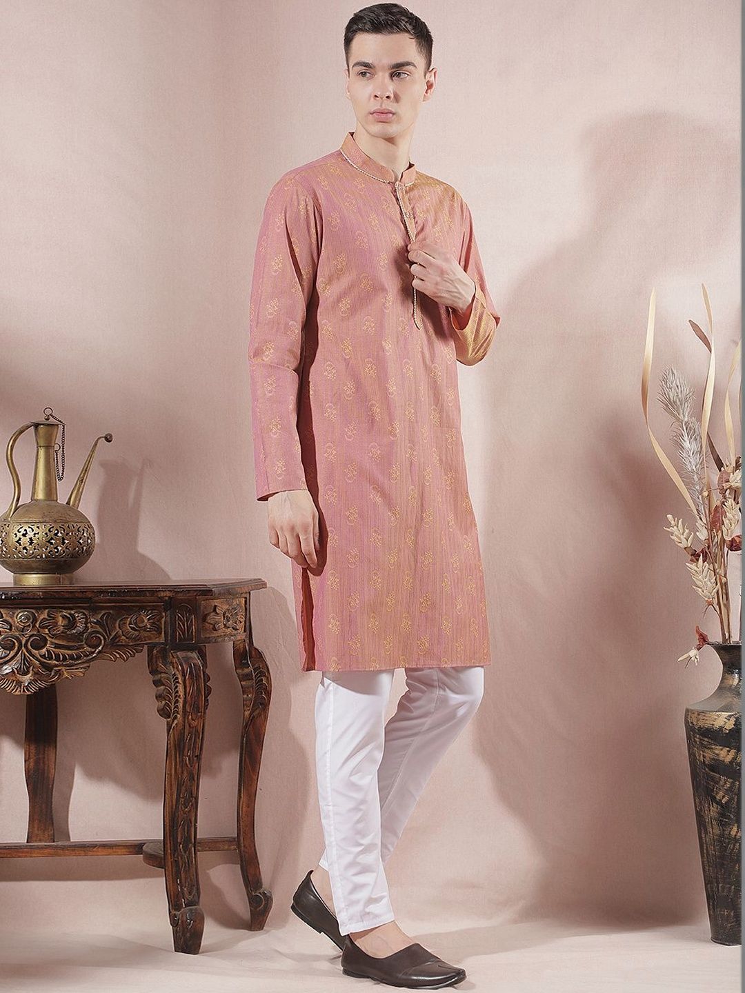 Men Floral Regular Kurta with Pyjamas