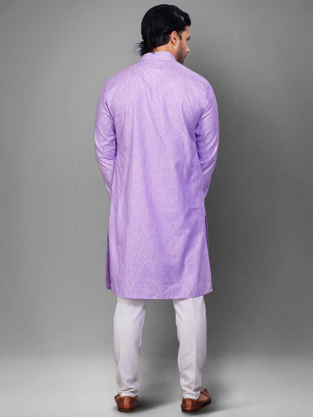 Self Design Pure Cotton Mandarin Collar Straight Kurta & Pyjamas