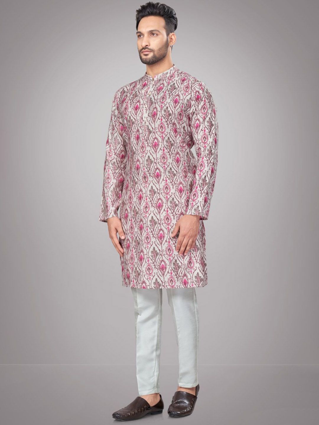 Men Ethnic Motifs Printed Mandarin Collar Kurta Set