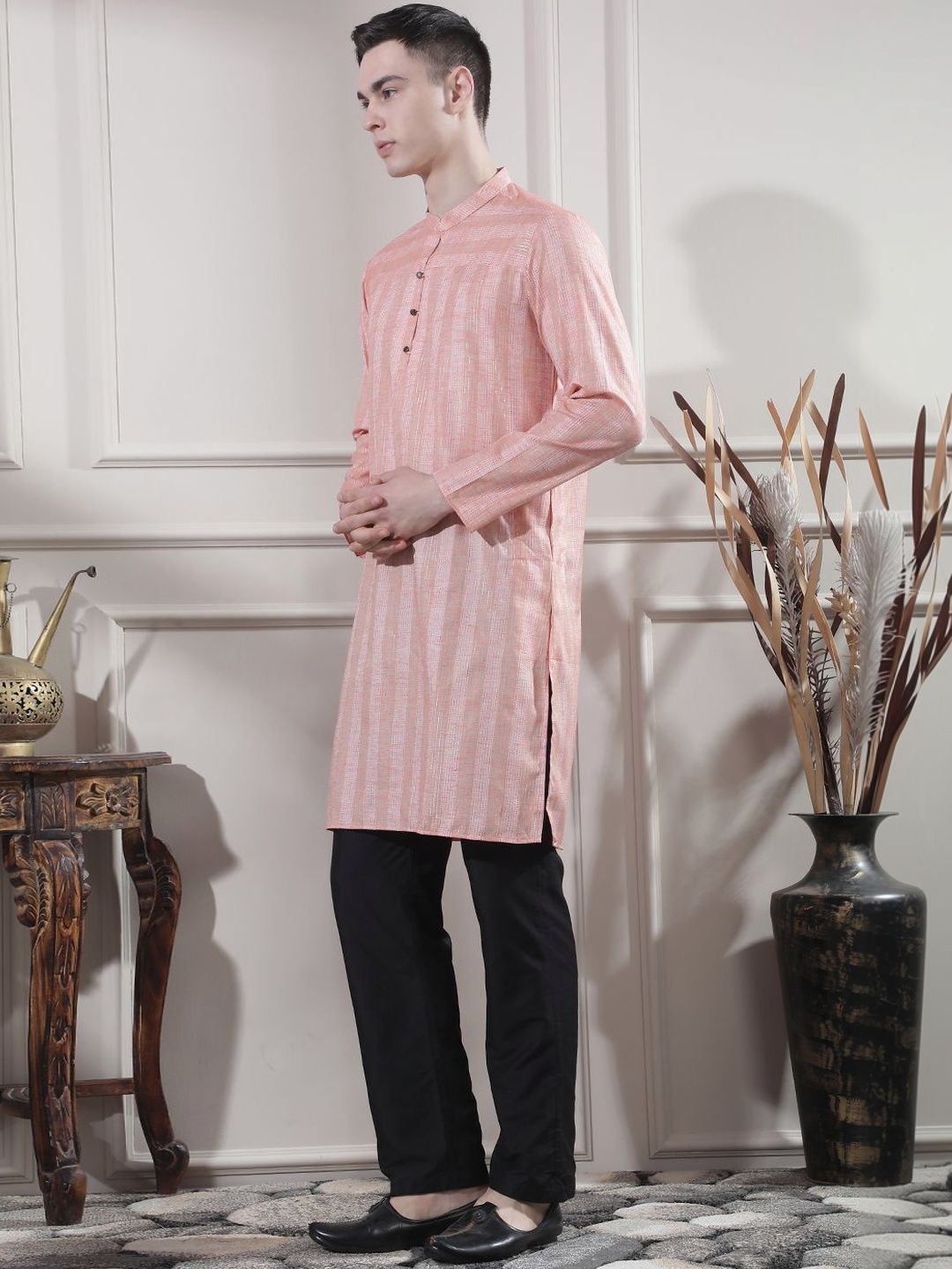Men Printed Regular Kurta with Trousers