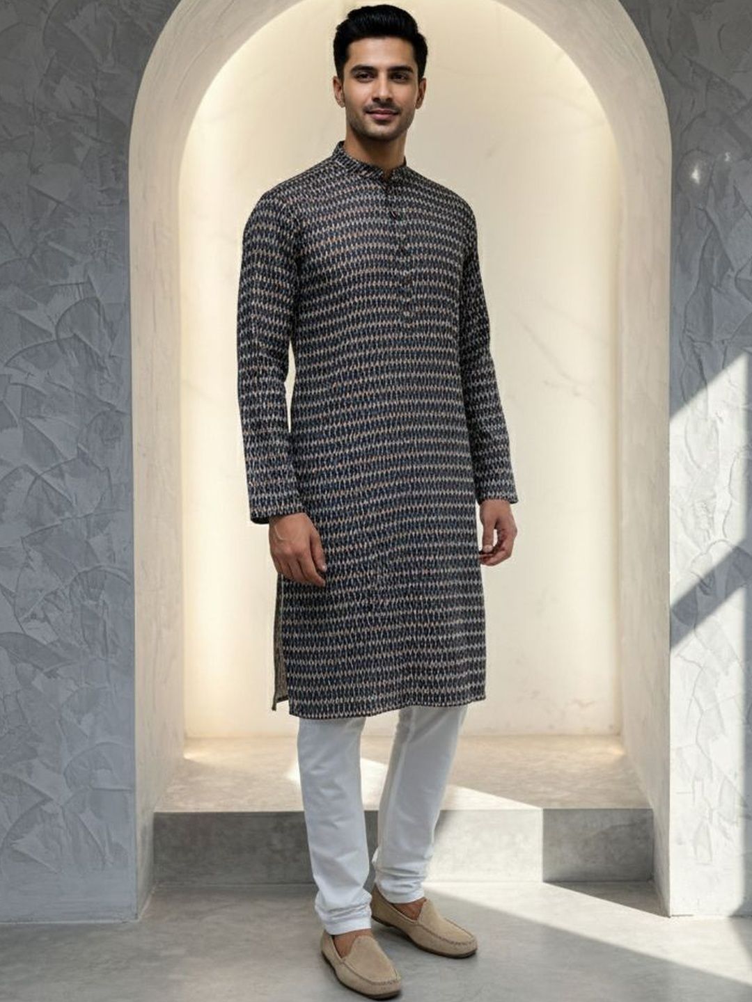 Geometric Printed Straight Kurta With Pyjamas