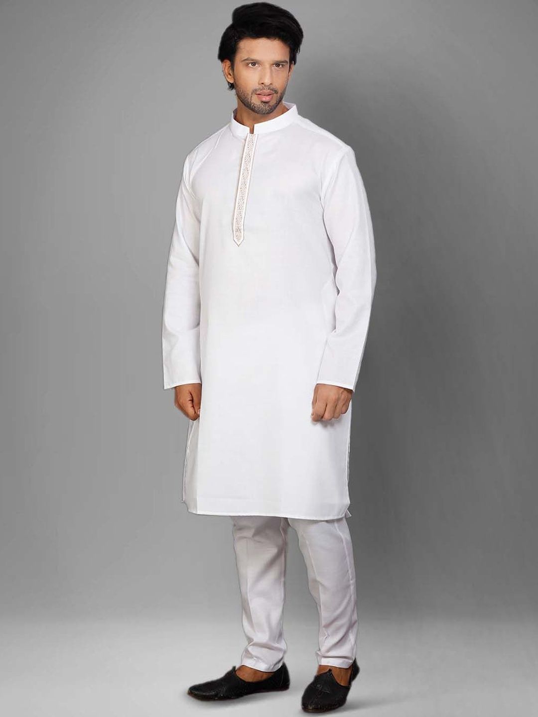 Men Embroidered Regular Thread Work Pure Cotton Kurta with Trousers