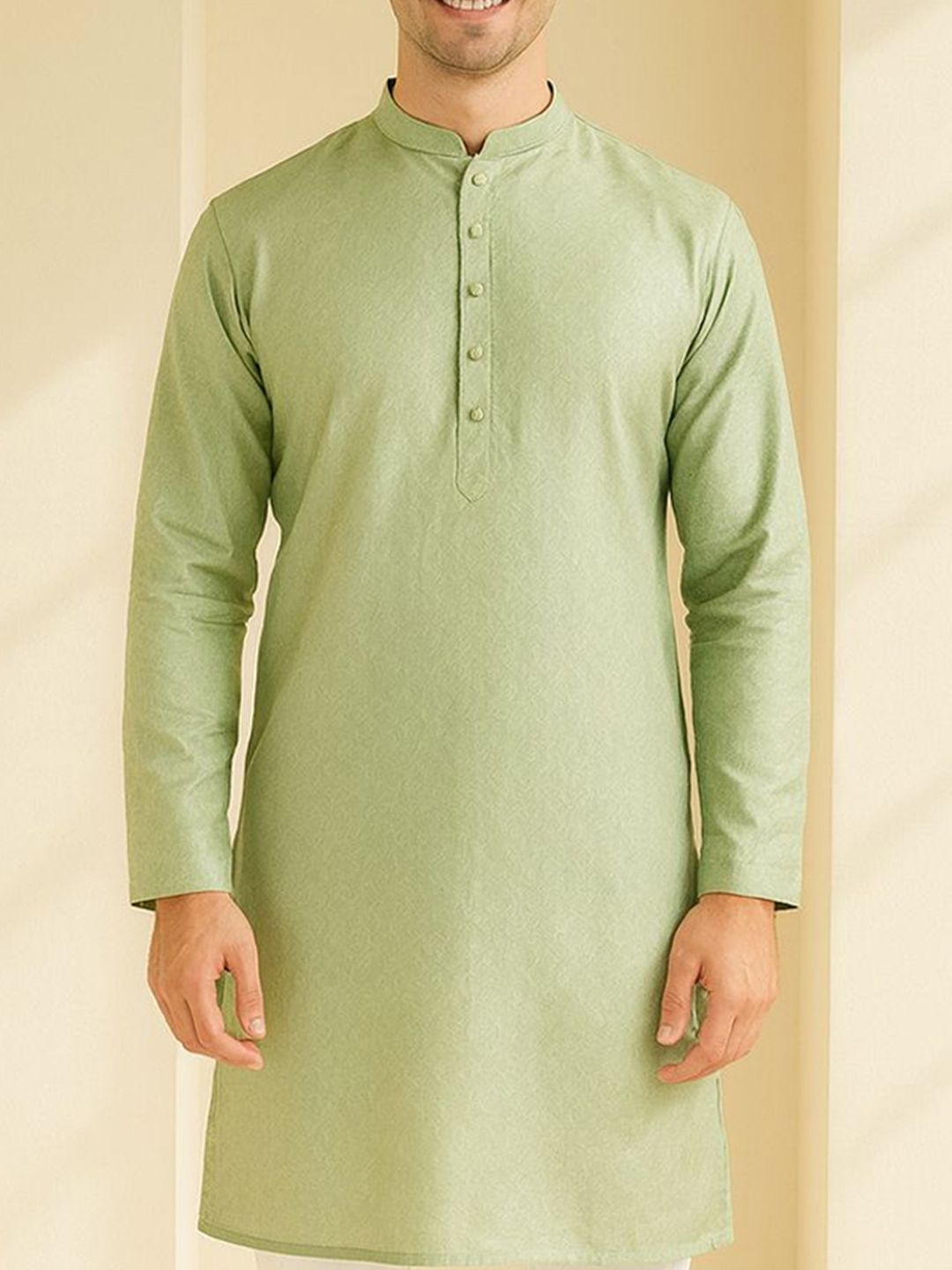 Mandarin Collar Long Sleeves Straight Kurta