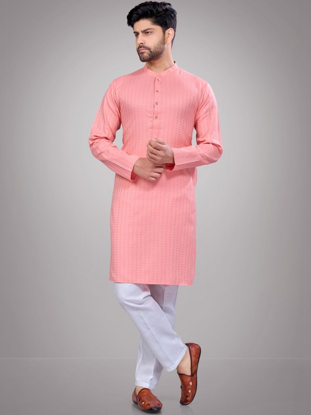 Men Regular Cotton Kurta with Trousers