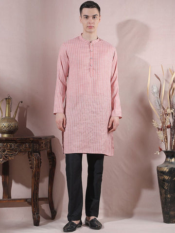 Men Striped Regular Kurta with Trousers