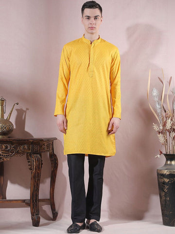 Men Regular Thread Work Kurta with Pyjamas
