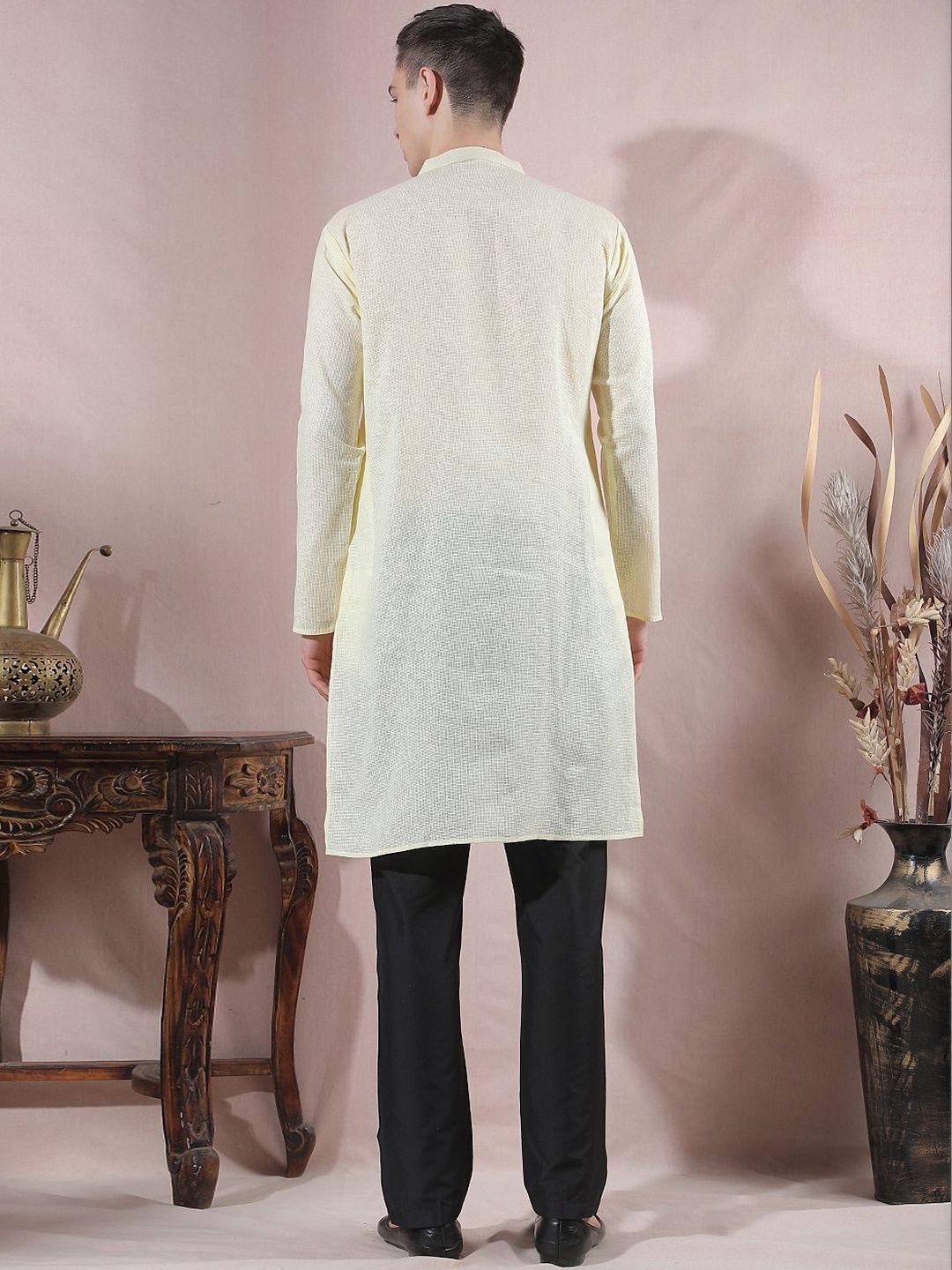 Men Regular Thread Work Kurta with Pyjamas