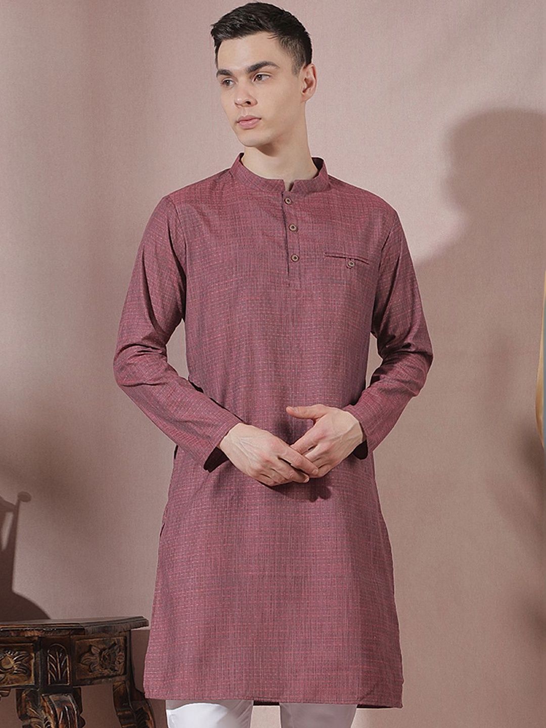 Men Checked Dobby Kurta