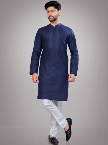 Men Regular Thread Work Kurta with Pyjamas