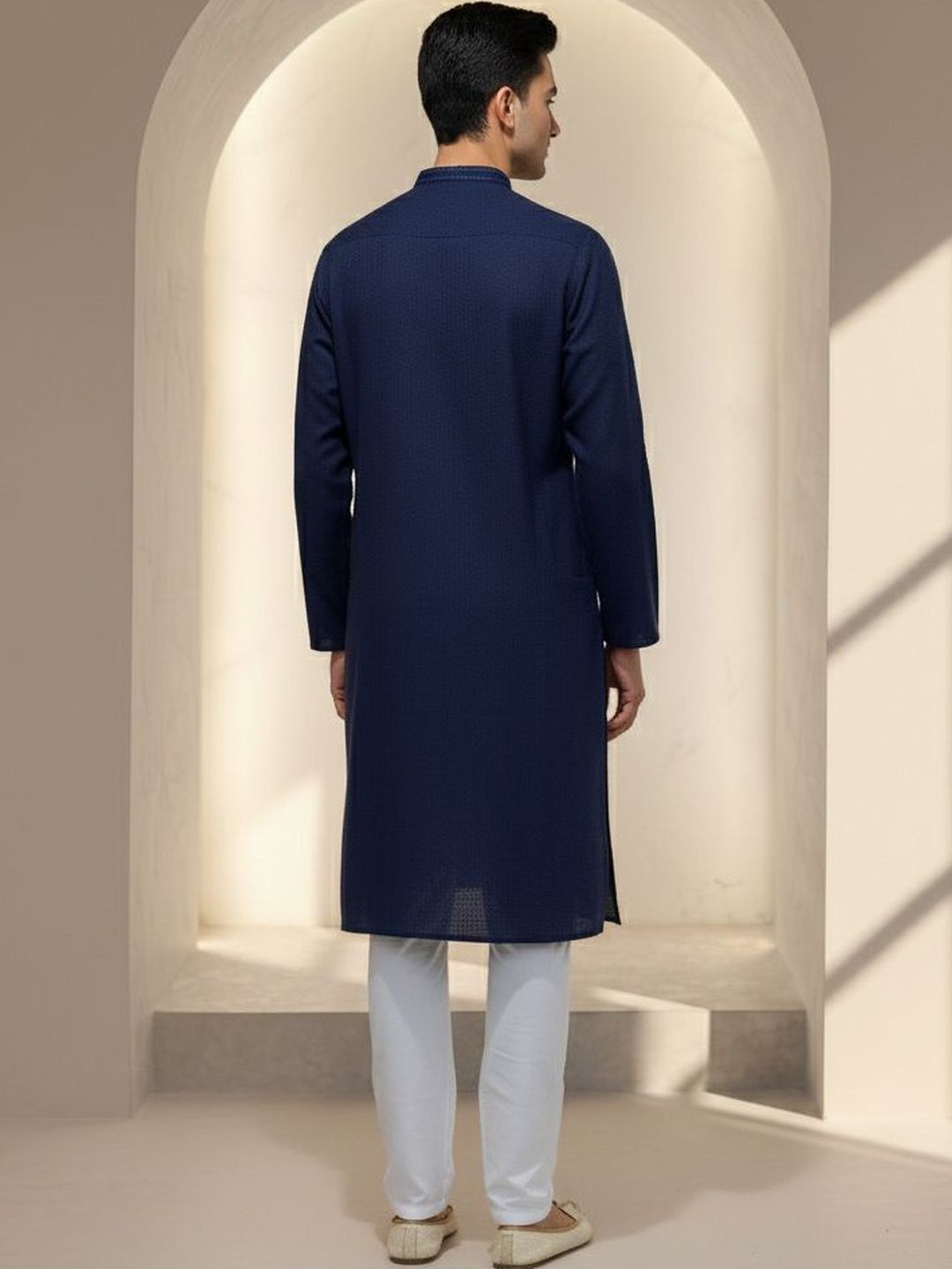 Men Blue Regular Fit Full Sleeve Kurta Set
