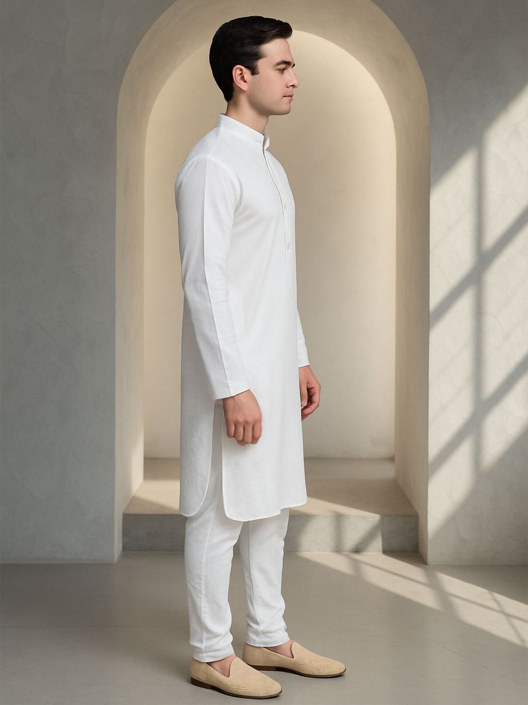 Mandarin Collar Long Sleeves Straight Kurta