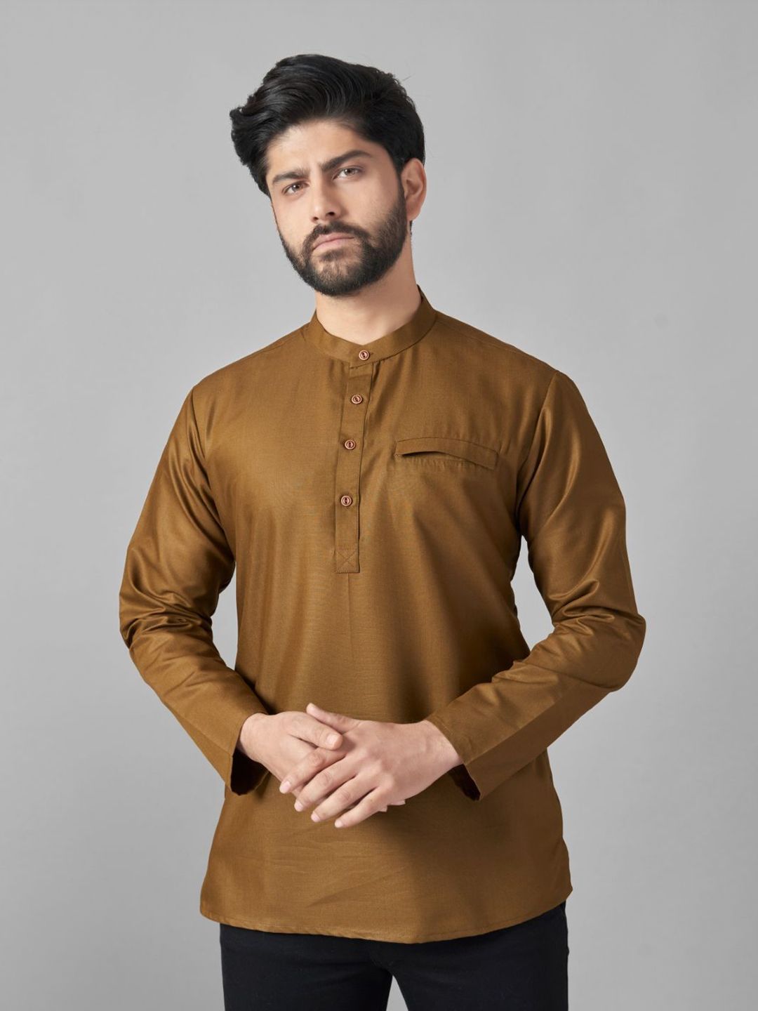 Men Mandarin Collar Full Sleeve Straight Kurta