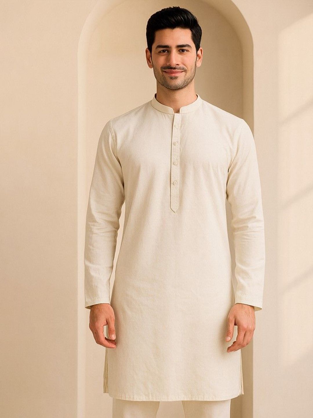 Mandarin Collar Long Sleeves Straight Kurta