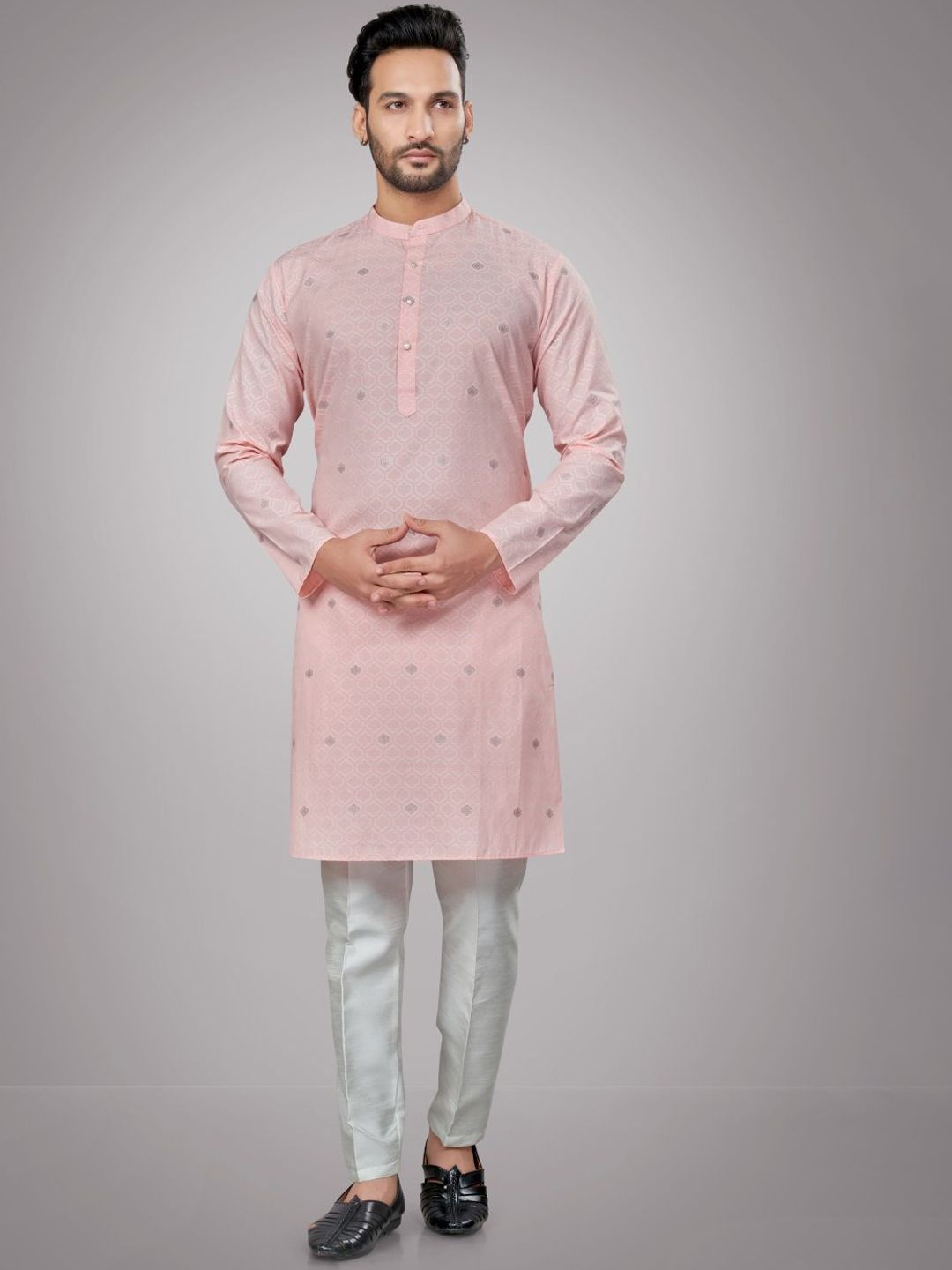 Men Regular Fit Ethnic Motifs Printed Full Sleeve Kurta with Pyjamas