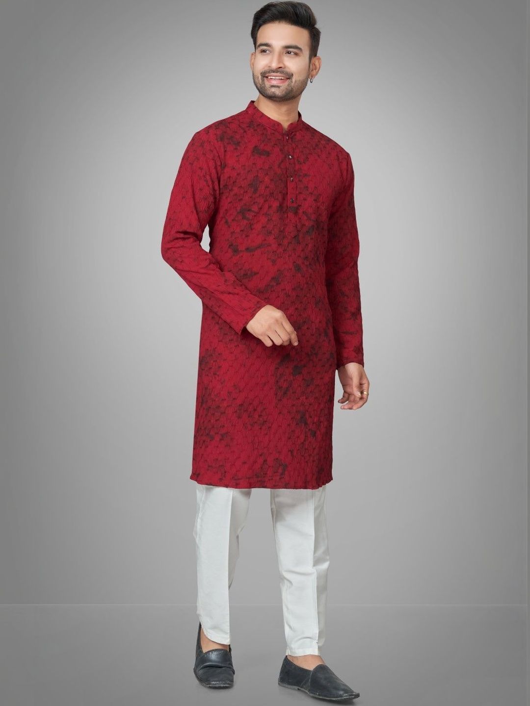 Men Printed Regular Kurta with Trousers