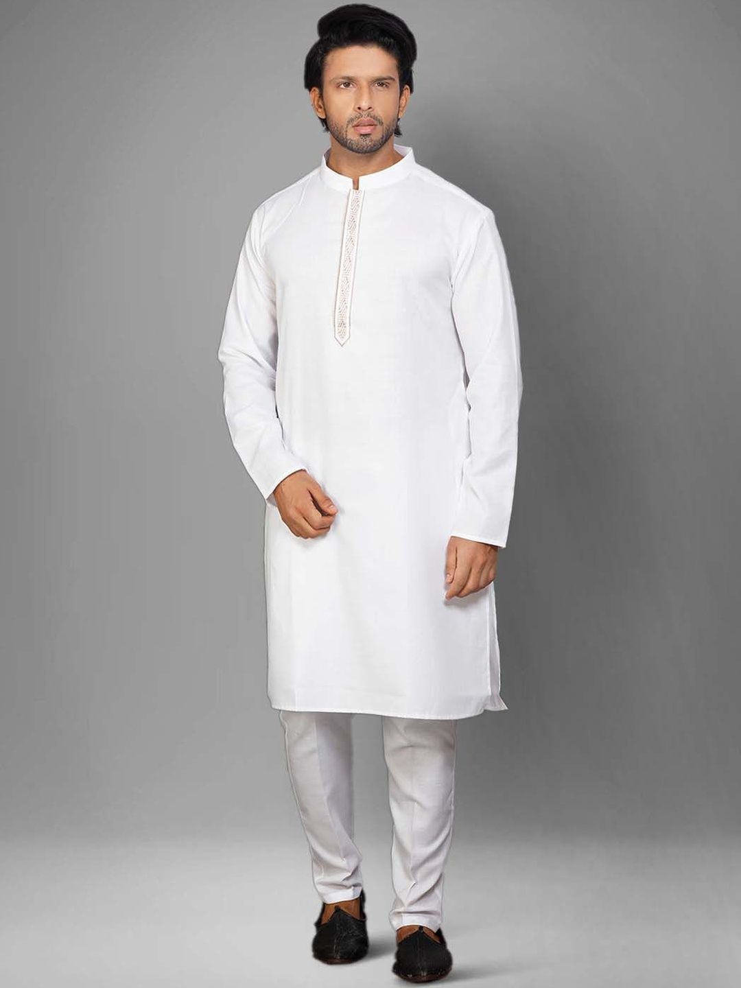 Men Embroidered Regular Thread Work Pure Cotton Kurta with Trousers