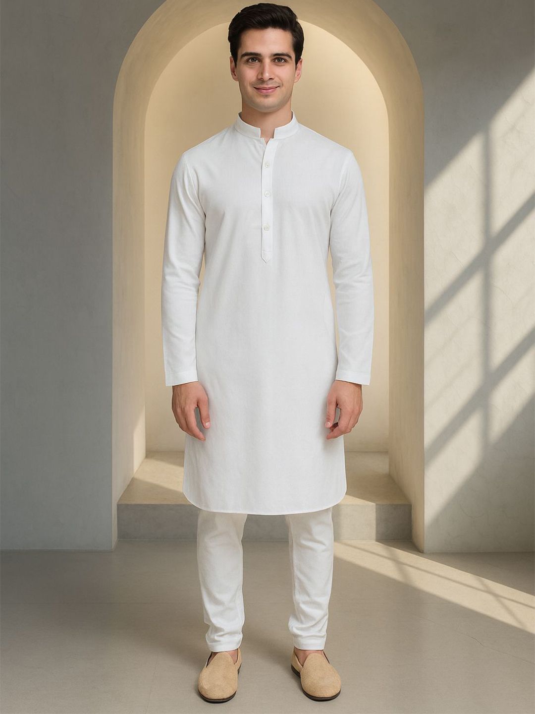 Mandarin Collar Long Sleeves Straight Kurta