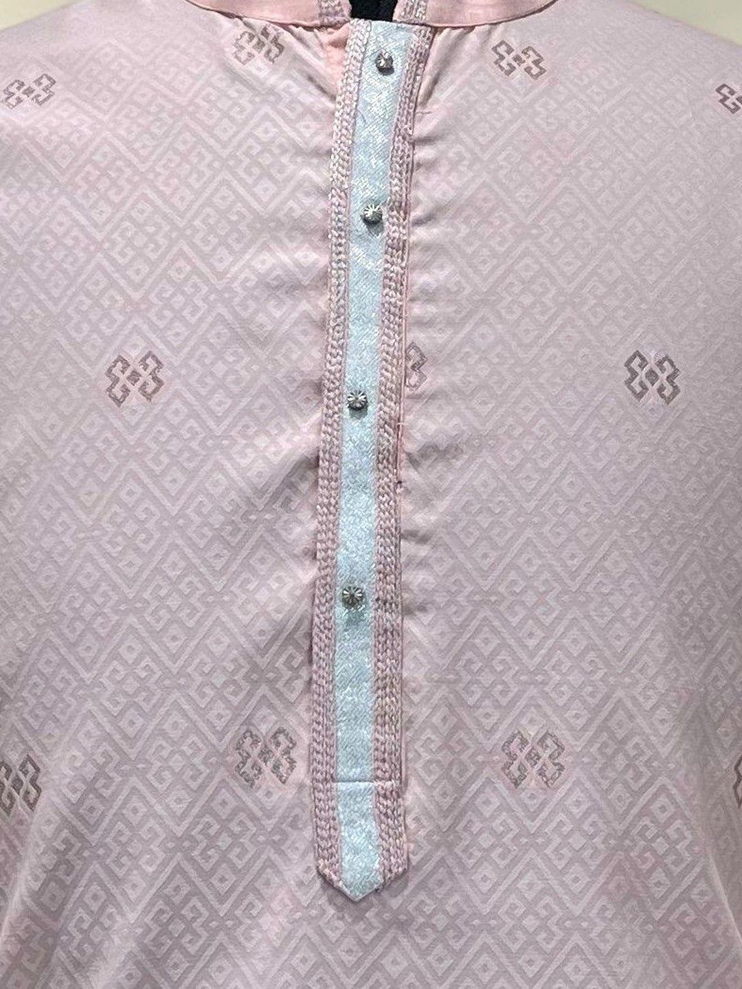 Men Pink Regular Fit Full Sleeve Kurta Set