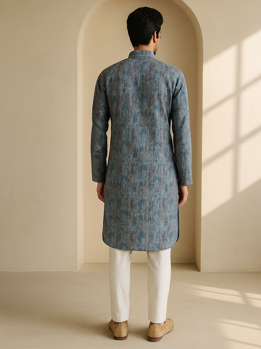 Abstract Printed Mandarin Collar Straight Kurta