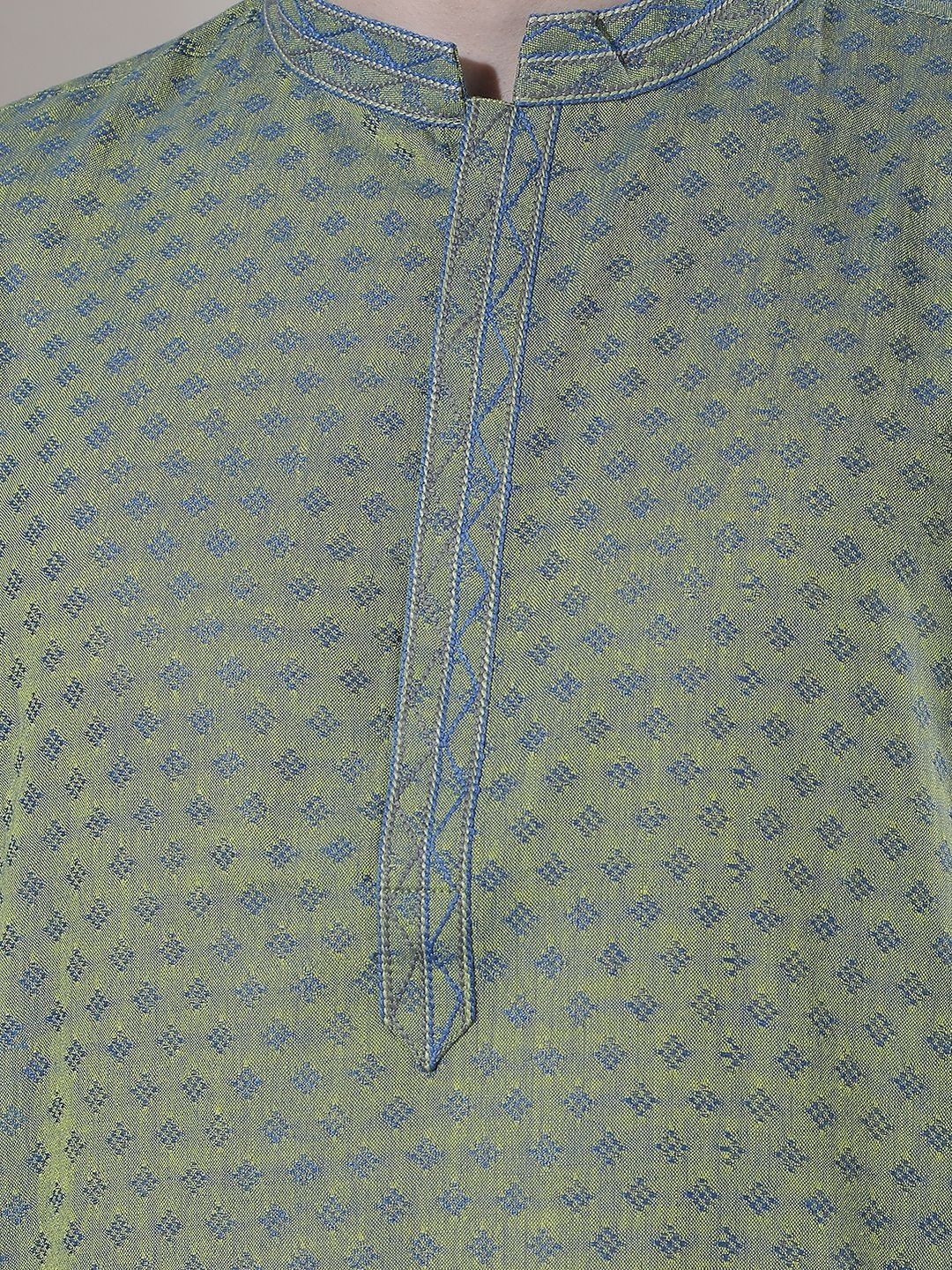 Men Printed Regular Thread Work Kurta with Trousers