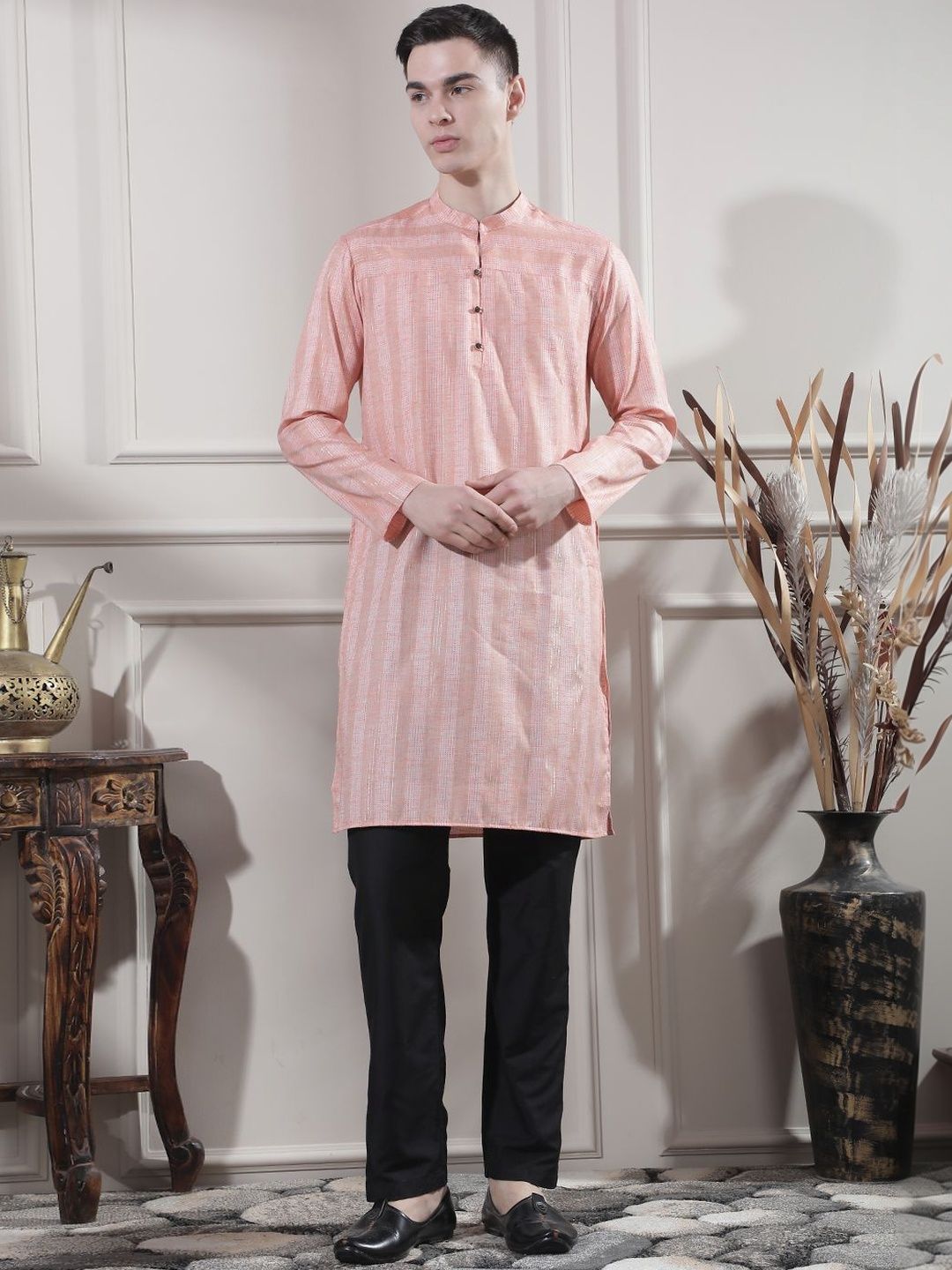 Men Printed Regular Kurta with Trousers