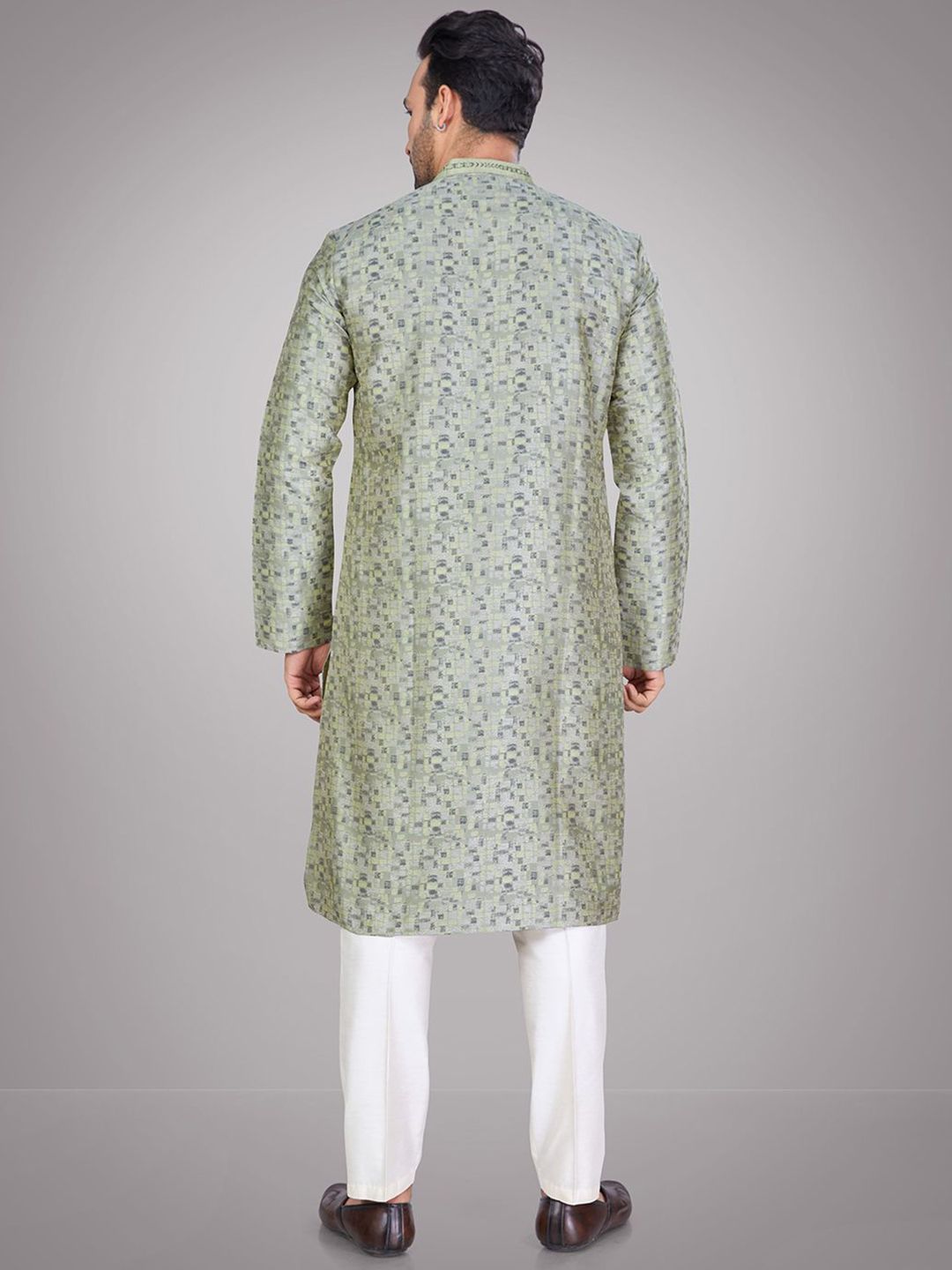 Men Abstract Printed Mandarin Collar Kurta Set