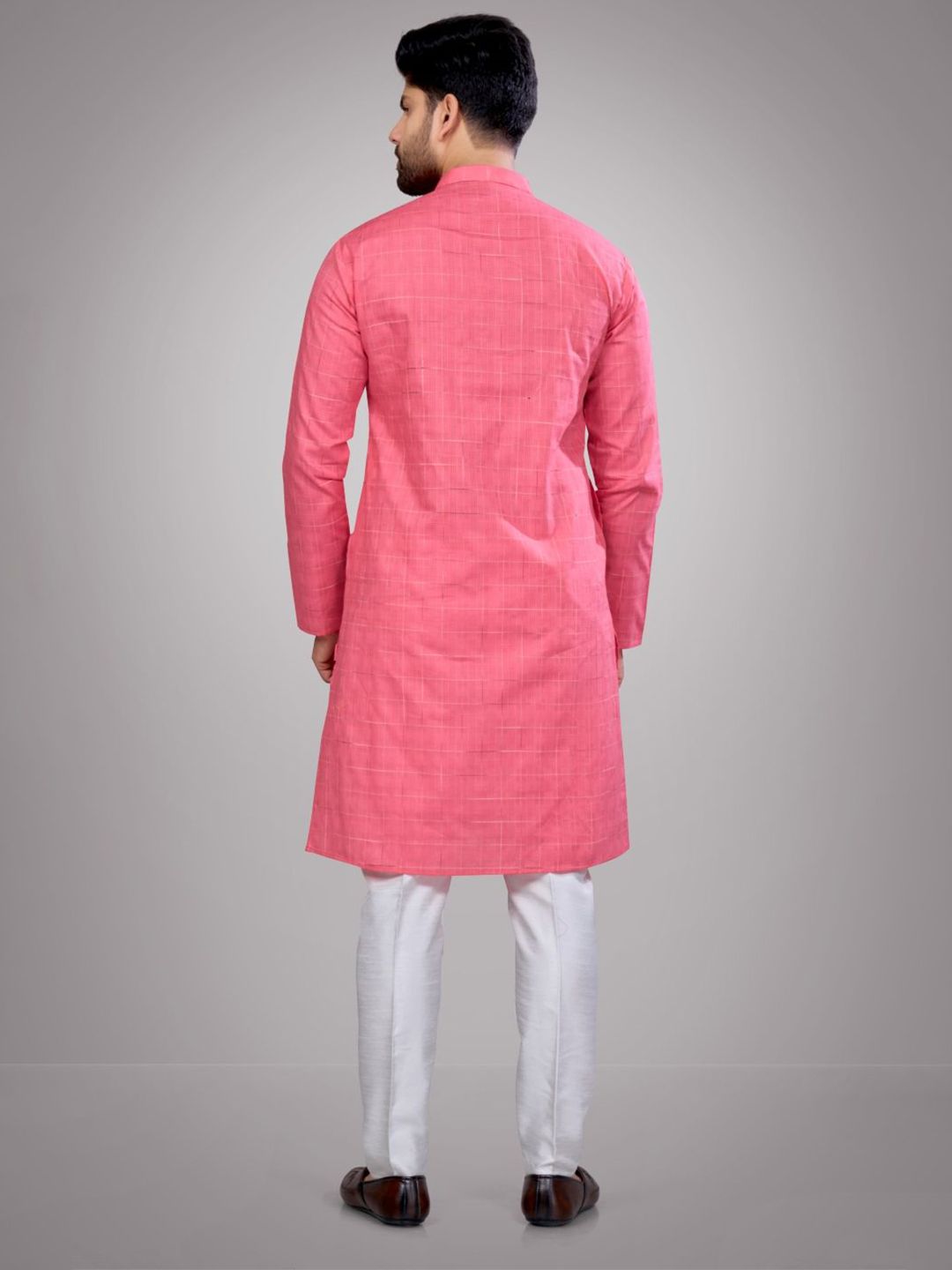 Men Self Design Regular Fit Full Sleeve Straight Kurta