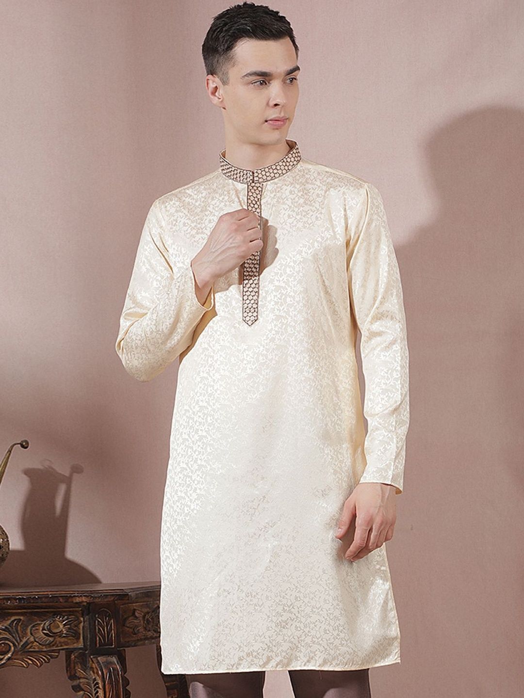 Men Geometric Jacquard Kurta