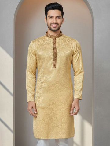 Men Thread Work Jacquard Kurta