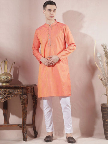 Men Regular Thread Work Kurta with Trousers