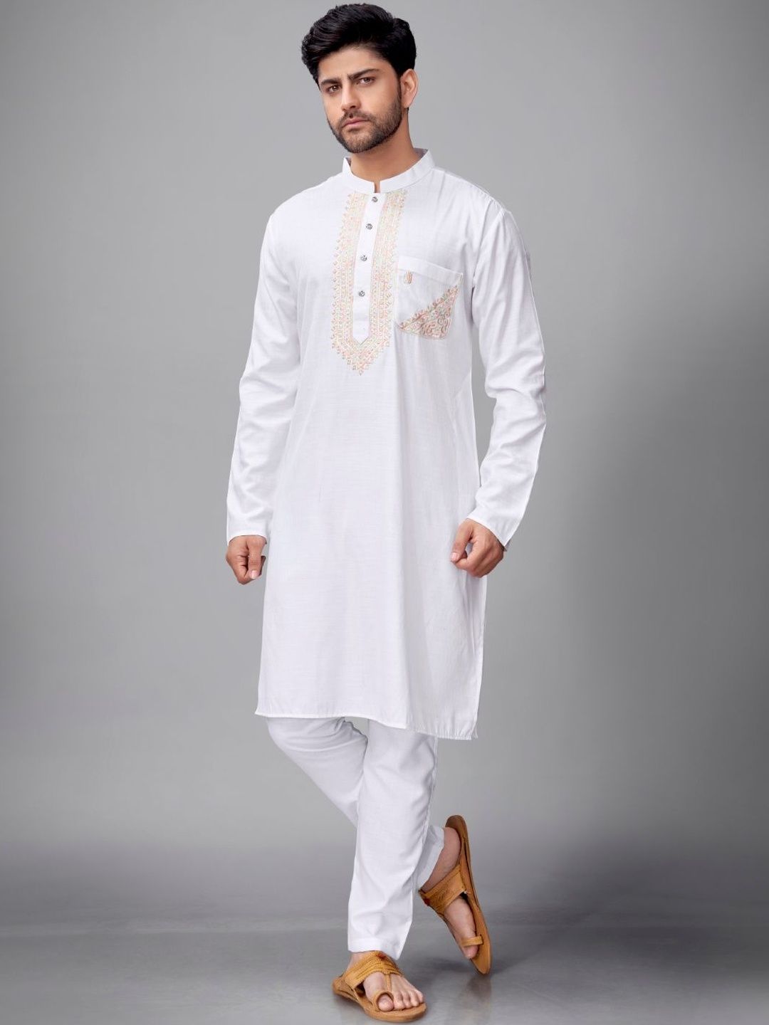 Men Ethnic Motifs Embroidered Regular Thread Work Kurta with Pyjamas