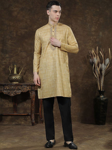 Men Regular Thread Work Kurta with Trousers