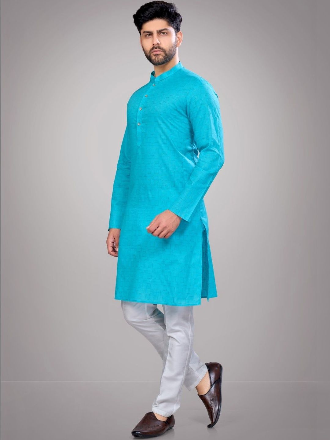 Men Regular Cotton Kurta with Trousers
