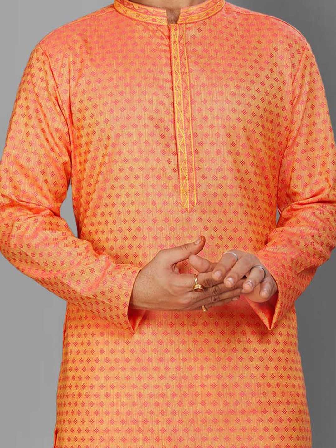 Men Printed Mandarin Collar Full Sleeve Kurta