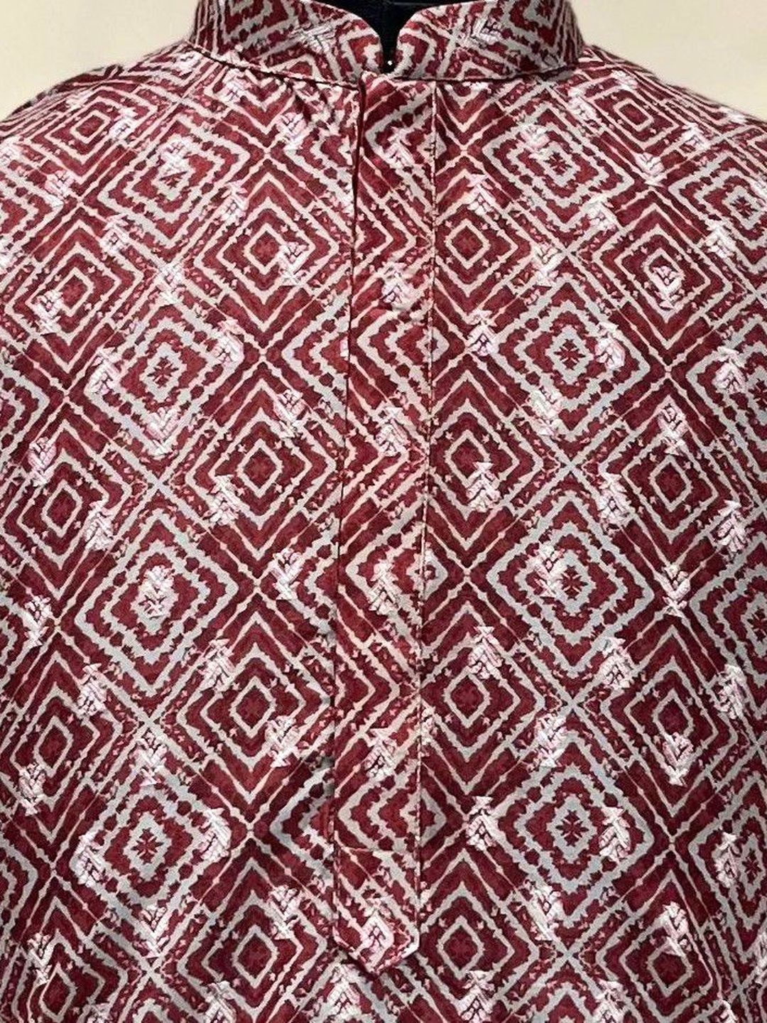 Men Red Regular Fit Full Sleeve Mandarin Collar Kurta Set