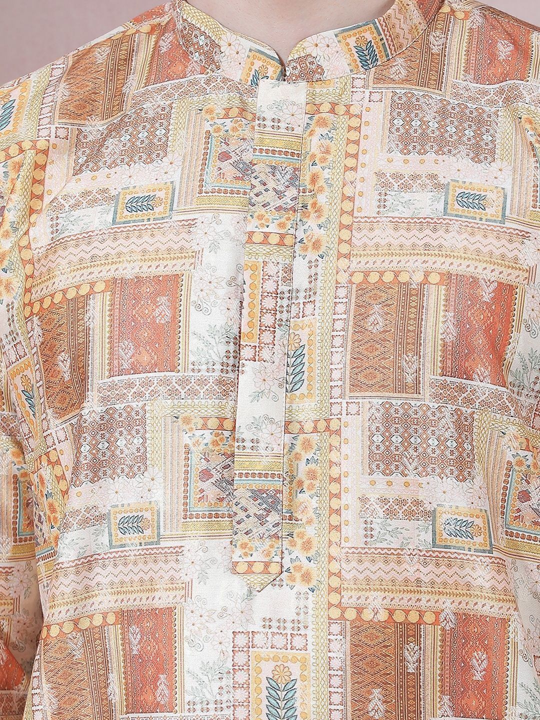 Men Checked Jacquard Kurta
