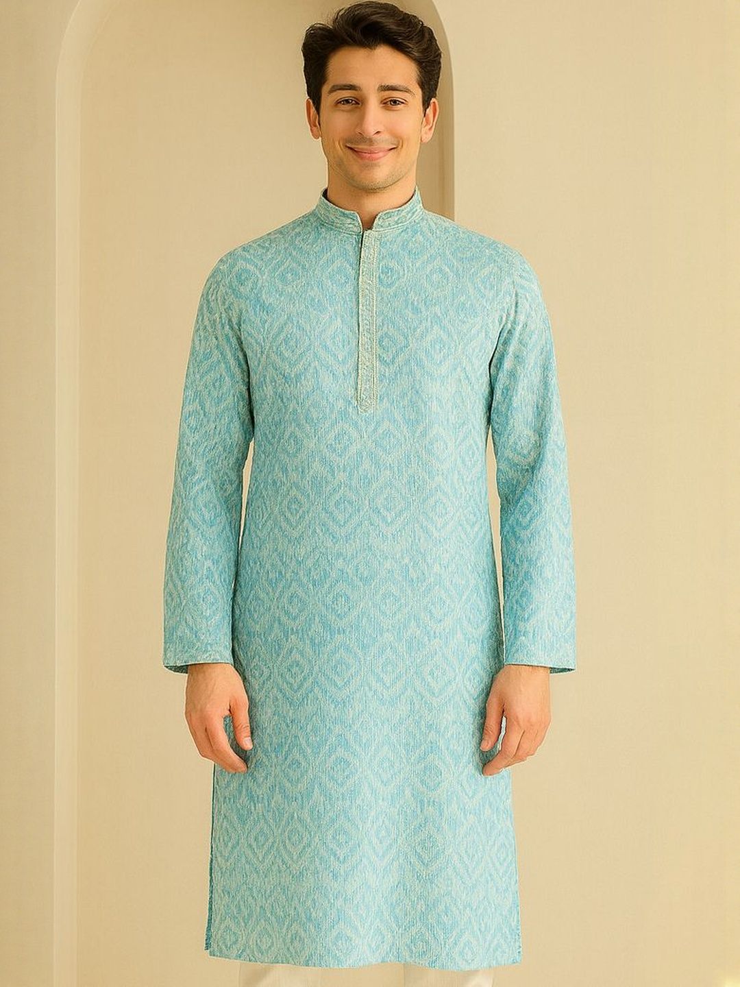 Men Self Design Regular Fit Full Sleeve Kurta Set